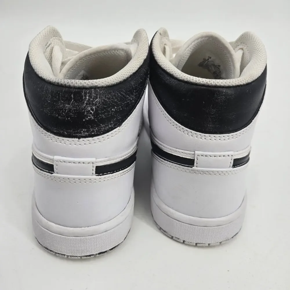 Nike Women's 8 Air Jordan 1 Mid White Black Sneakers Shoes Basketball Sports